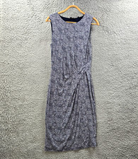 David Lawrence Womens Pencil Midi Dress Size S Navy Blue White Stretch Knit