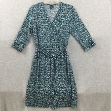 Covington Petite Dress Women’s Size LP Multicolor Print Surplice Neck Waist Tie