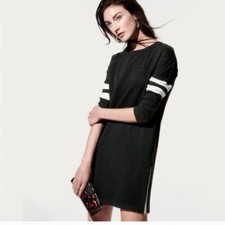 EUC J Crew Black Side-Zip Varsity Dress Sporty Zipper Extra Small XS 2