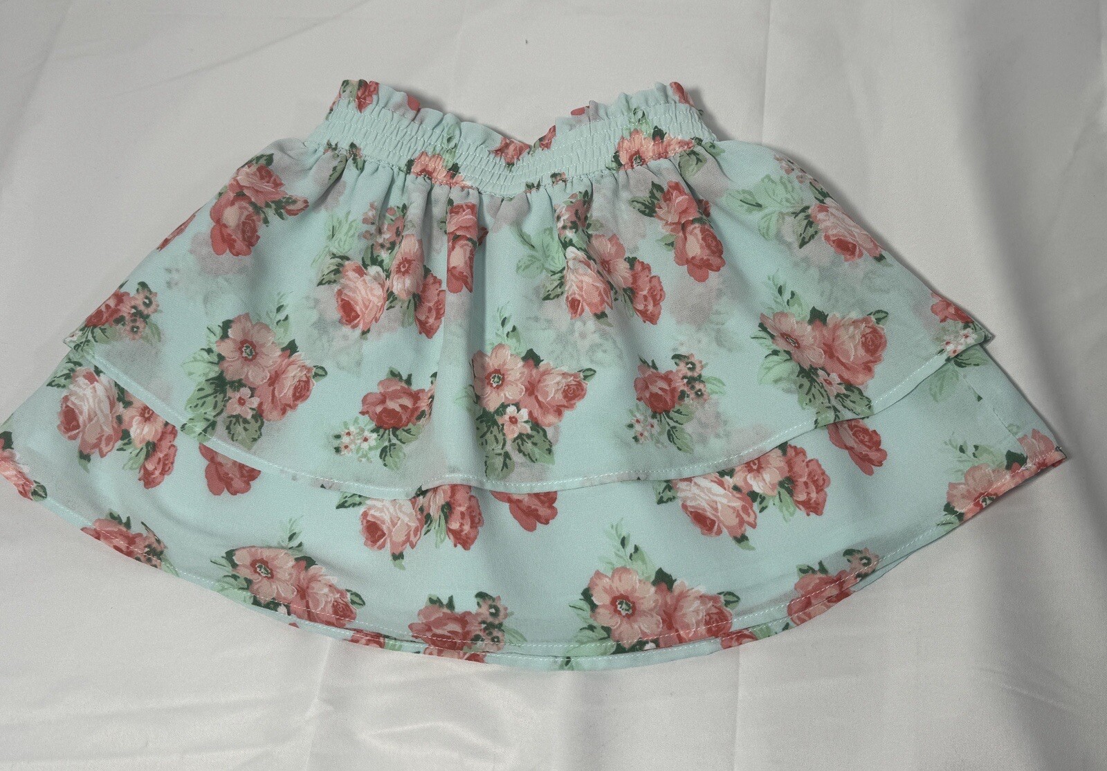 Janie and Jack Floral Skirt Tiered Smocked Waist Chiffon Rose Girls 18-24 Months image 3