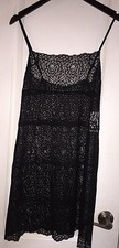 NWT 250 Natori Black Lingerie Lace Chemise Sheer Dress Women's M