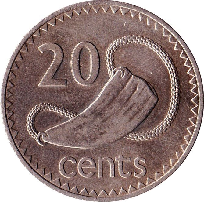 Fiji | 20 Cents Coin | Elizabeth II | Tabua | Sperm Whale | KM31