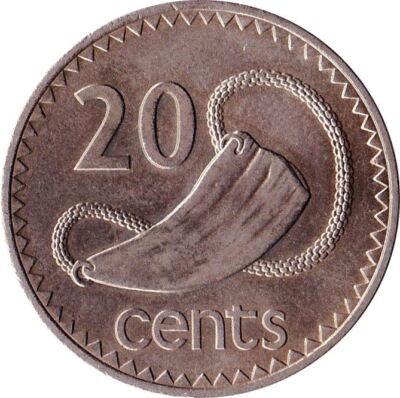 Fiji | 20 Cents Coin | Elizabeth II | Tabua | Sperm Whale | KM31