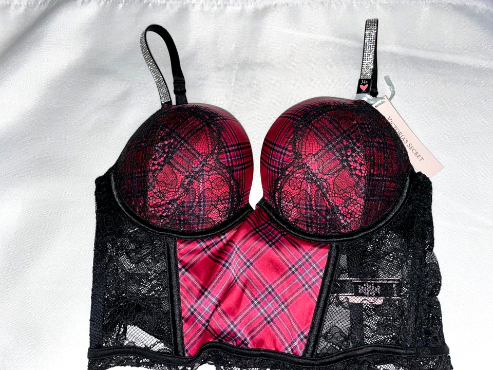 victoria-secret-bombshell-push-up-bra-corset-set-34c-lot-shine-strap
