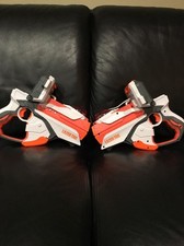 2 Nerf Hasbro Lazer Tag Gun Blaster iPhone Dock IPod Orange White