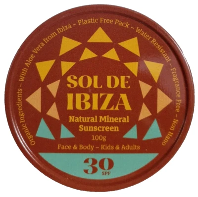 Sol De Ibiza All Natural Mineral Sunscreen SPF30 – 100g Face & Body RPP £21.54