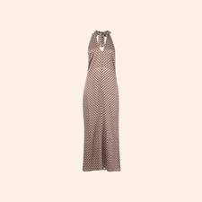 NWT $278 Reformation Lille Silk Dress Plaza Midi Geometric Halter Formal 0