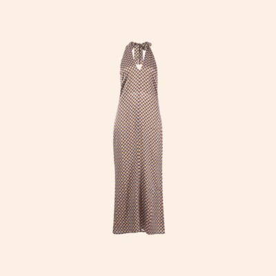 NWT $278 Reformation Lille Silk Dress Plaza Midi Geometric Halter Formal 0  | eBay