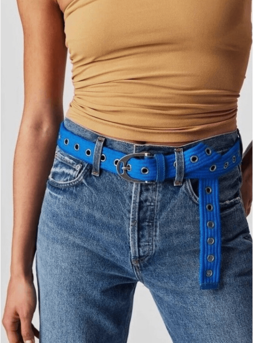 Free People leather Avril grommet canvas belt in brick red/coral color s/m NWT Free People NWT Avril Grommet Canvas Belt SIize M/L | eBay main image 2