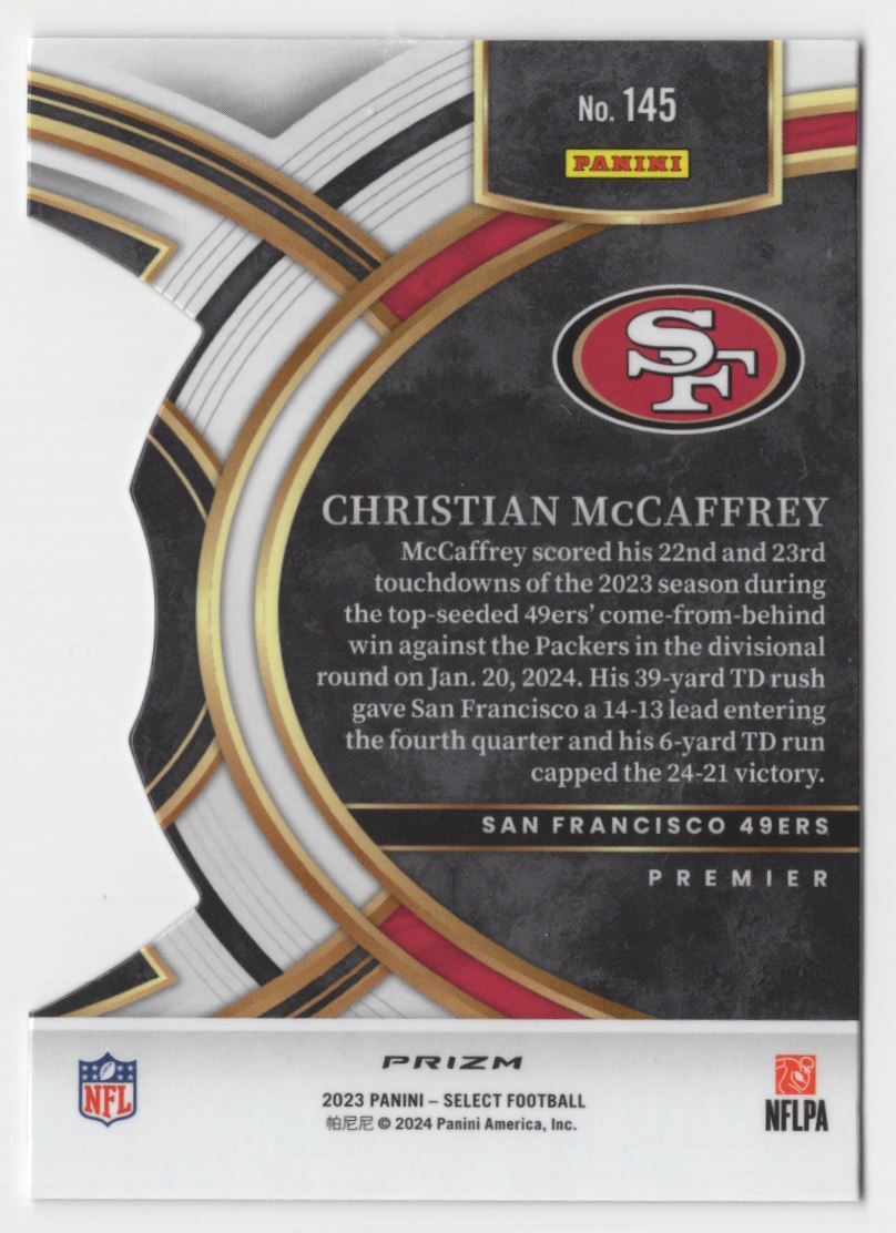 2023 Panini Select Red/Yellow Die-Cut Prizm Christian McCaffrey
