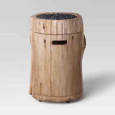 Large LP Round Outdoor Column Fire Pit Weathered/Natural Finish 30000