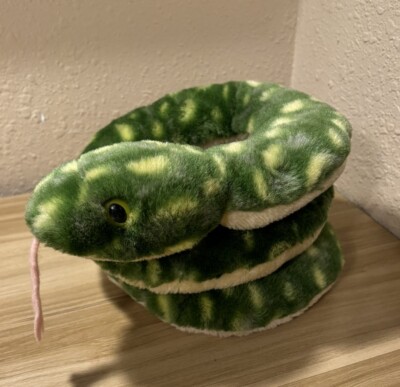 Snake Tree Boa Green & Yellow Spots Plush Snake 44'' Uncoiled Made by Fiesta