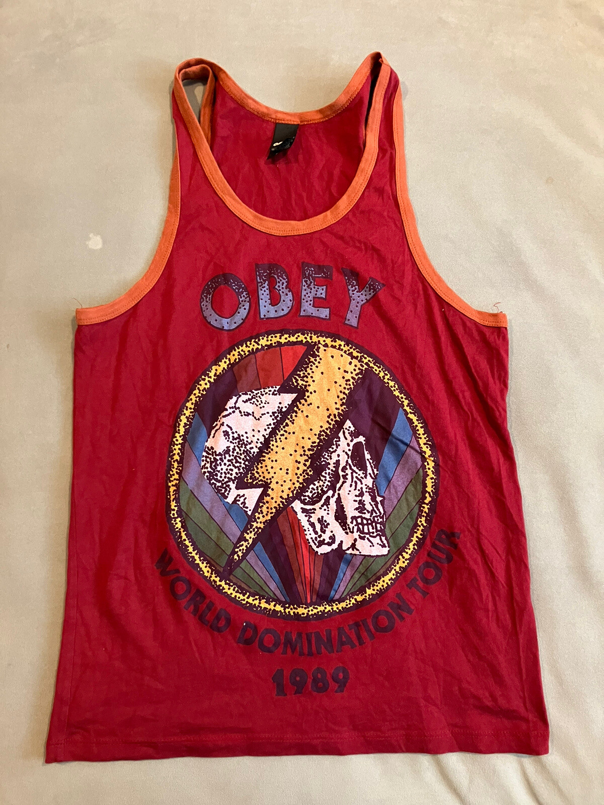 T-shirt Vintage OBEY 1989 World Domination Tour - Taille M - Rare Heavy Metal