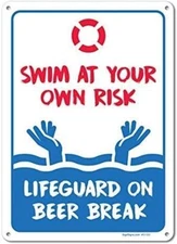 Pool Signs Swim at Your Own Risk Pool Sign Pool Rules Warning Tin Sign 8x12 inch
