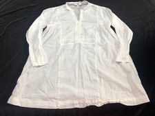 Uniqlo Shirt Blouse Tunic Woman White Thin Open Front Size XS 3/4 Sleeve