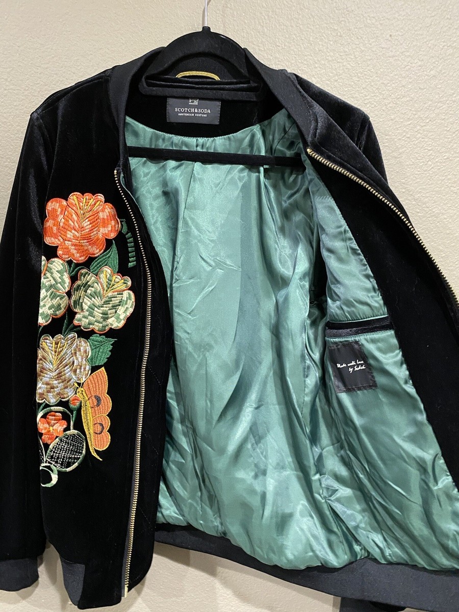Scotch & Soda Bomber Jacket Mens Small Embroidered Full Zip Scotch & Soda Bomber Jacket Mens Small Embroidered Full Zip