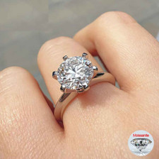 Real 1ct-5ct Big Moissanite Engagement Wedding Rings For Women Bride S925 Silver