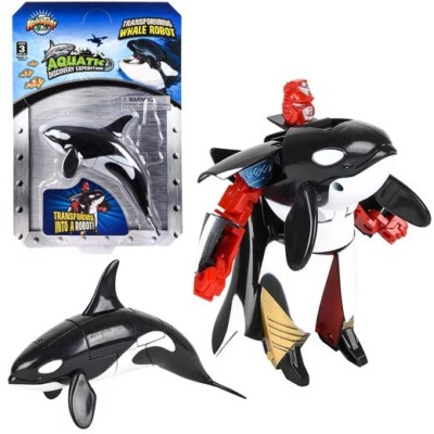 4'' Orca Whale Transforming Robot Animal Action Figure Toys Kids Gifts