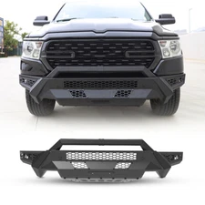 NEW Textured Steel Offroad Black Front Bumper For 2019-2024 RAM 1500 LED Lights