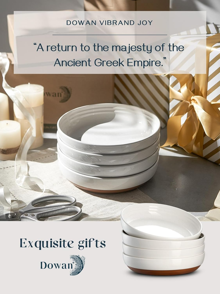 8.5" Pasta Bowls, 30 Oz Large Salad Bowls Alabaster White Serving Bowls