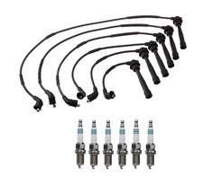 Juego de cables Denso 7 mm y 6 bujías de alimentación de iridio 0,04 Kit para Hyundai Kia 2,7 L V6