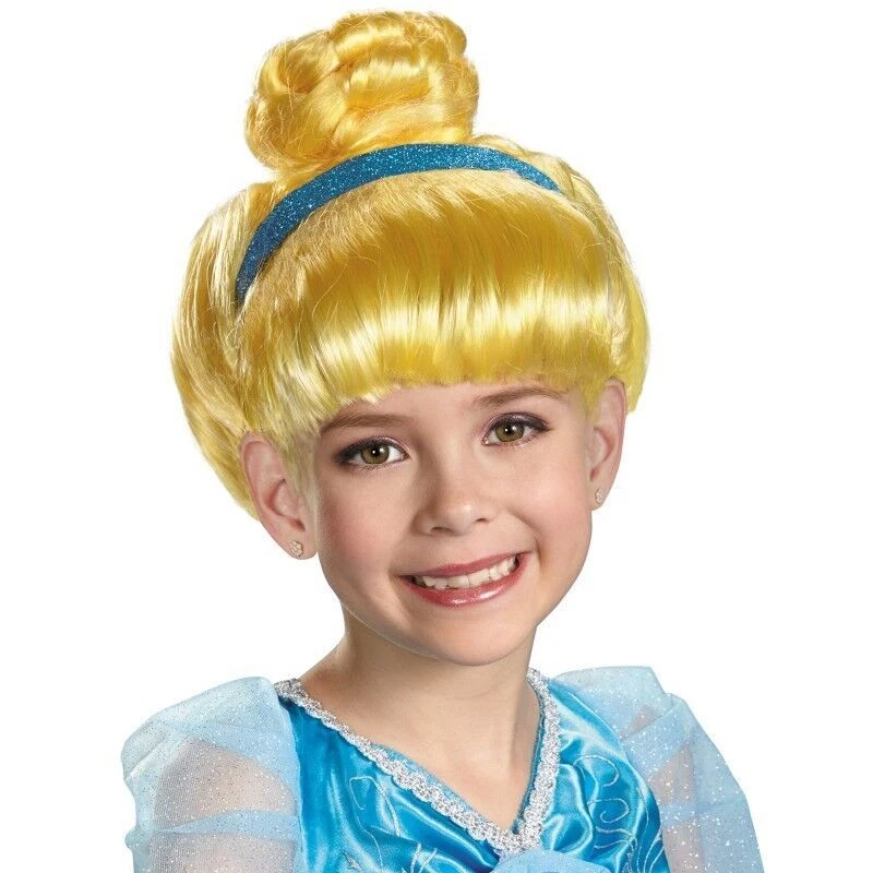 Kids Halloween Cosplay Costume Disney Princess Cinderella Dress-Up Wig Accessory - Image 2 of 4