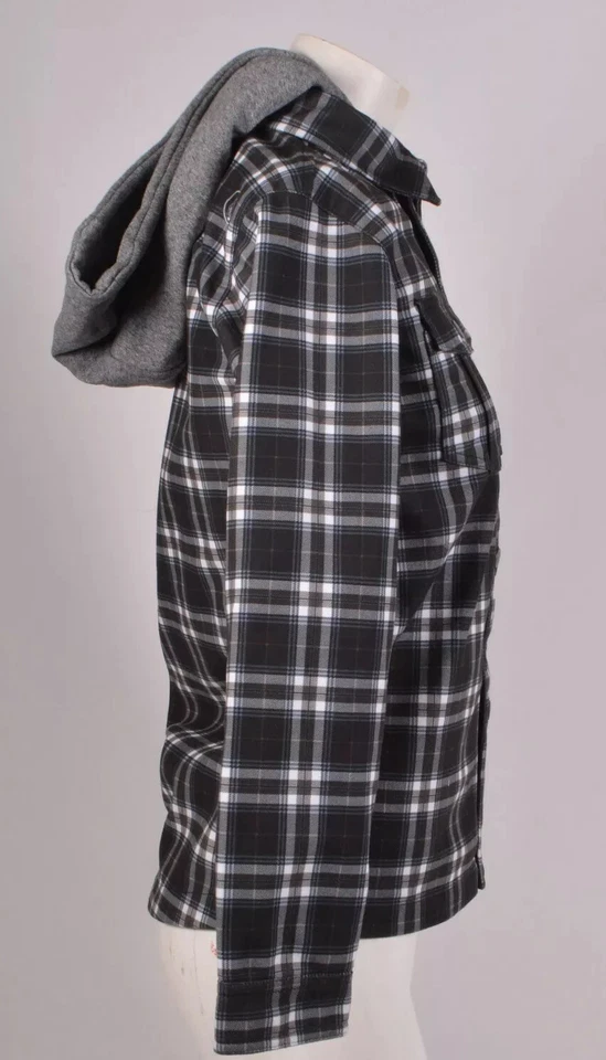 NWT YOUTH BOYS VOLCOM PAGODA FLANNEL JACKET $100 M black white hooded logo - Image 4 of 4