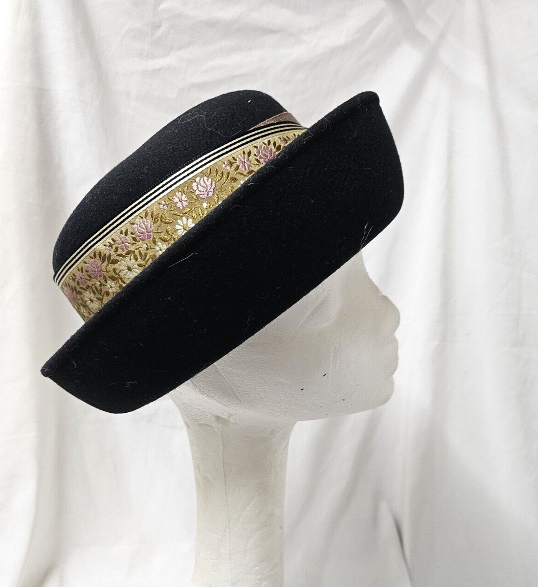 michael howard hat wool derby style Vintage Fedoria Black Wool Hat Michael Howard Church Derby  main image 4