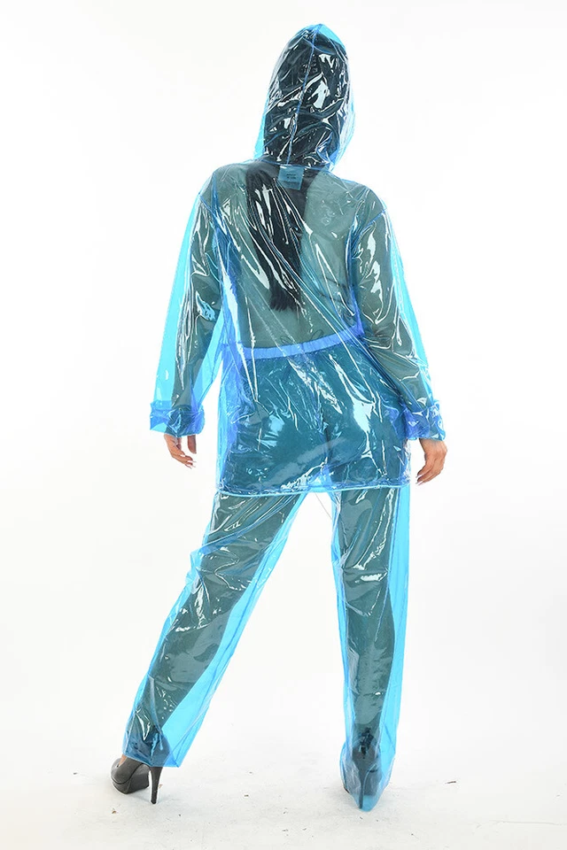 Ensemble Pluie En PVC Unisexe, Deux Pièces, Bleu, Clair, XL L M 2XL - Photo 2/2