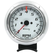 6 Volt Positive or Negative Ground Tachometer White Face Rev Counter