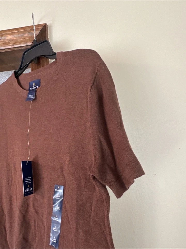 Camisa marrón occidental manga corta Stafford para hombre Foto 4 de 4