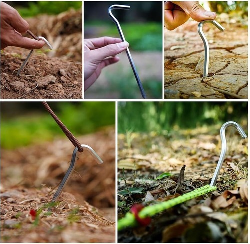 20x Heavy Duty Galvanised Steel Tent Pegs Ground Stakes for Camping & Outdoor - 第 5/8 張圖片