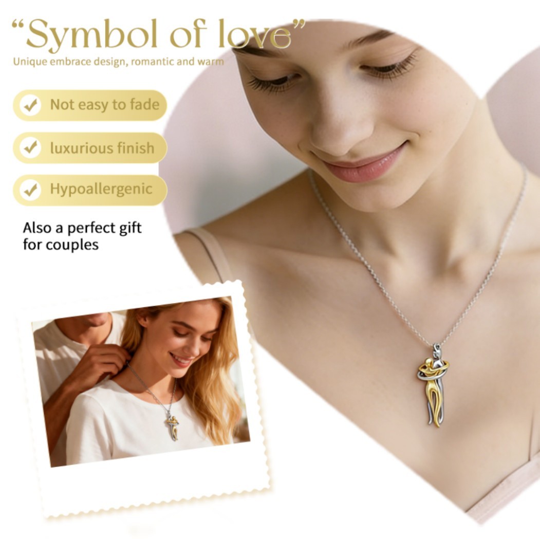 2026 Promise Couple Hug Necklace Hugging Pendant Lovers Jewelry