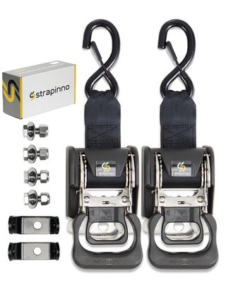 Strapinno 2PCS Stainless Steel Retractable 1 7/8 in x 4 ft, Black Strap