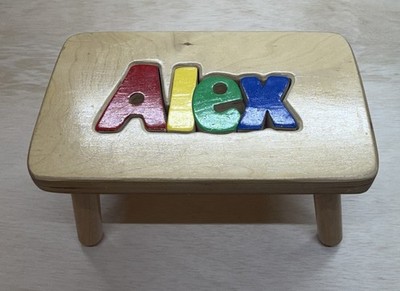 Solid Wood Childrens Puzzle Step Stool In Primary Colors, Spell Out  ALEX 
