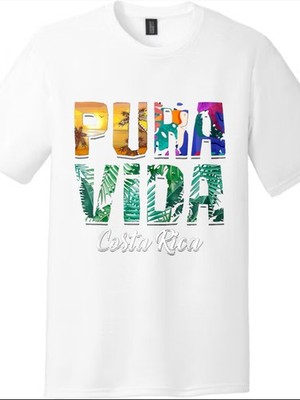 Pura Vida Costa Rica Tropical Graphic T-Shirt,Beach Vacation&Nature Inspired Tee