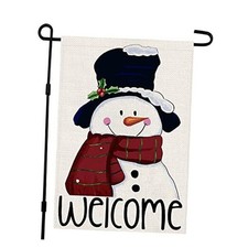 Welcome Christmas Garden Flag 12x18 Inch Double Sided Burlap Snowman 12" X 18"