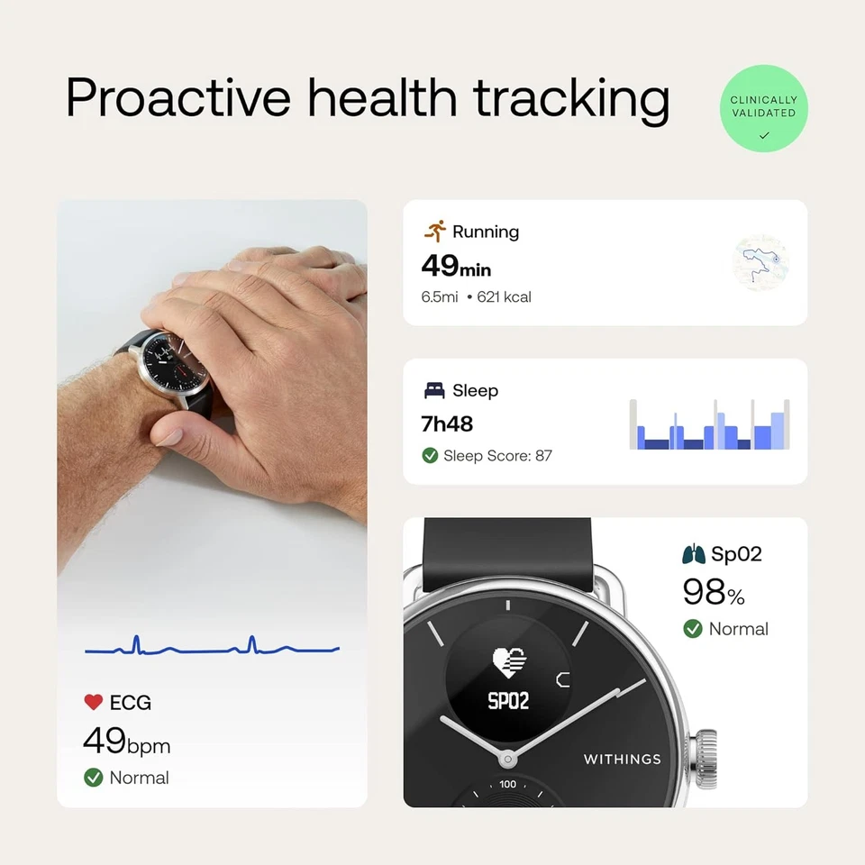 Withings ScanWatch 38mm Smartwatch Negro - ECG, Bluetooth, WR50 - Imagen 4 de 4