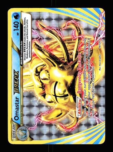 Omastar BREAK 19/124 Holo BREAK Fates Collide Pokemon 2016 LP Graphics