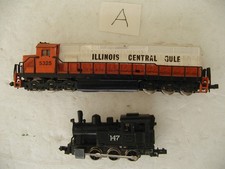 Scala N Bachmann GP 40-2 diesel e un Atlas Switcher locomotive a vapore