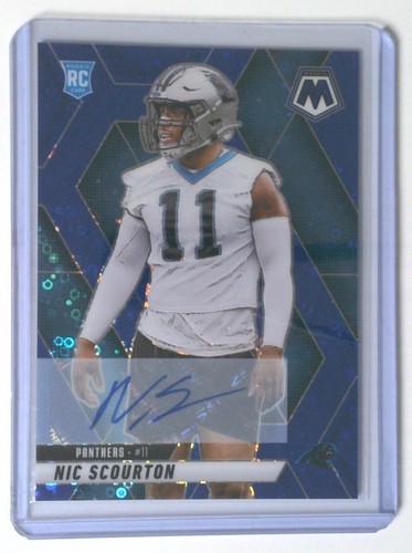2025 Panini Mosaic Nic Scourton #391 Rookie No Huddle Blue Mosaic Auto