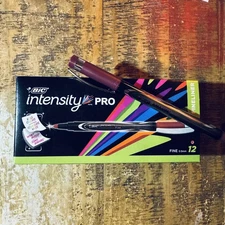 BIC Intensity Pro Fine Point 0.5mm Permanent Pen RED, Bold, 12-Pack NEW RARE