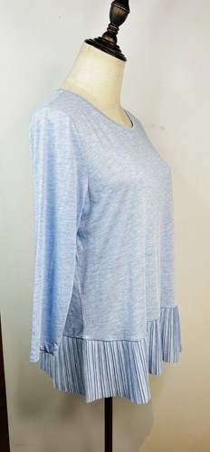 Sportscraft Blue Blouse Top Size Medium 12 14 Pleated 3/4 Sleeve Soft RRP$119 - Picture 2 of 8