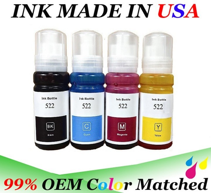 4 PK Printer Ink Refill bottle for  522 T522  ET 2400 2720 4700 4800 2800 2803