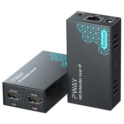 PWAY DT236 HDMI Extender 150m über LAN Cat5e/6/7/8 IP Loopout Switch Schwarz