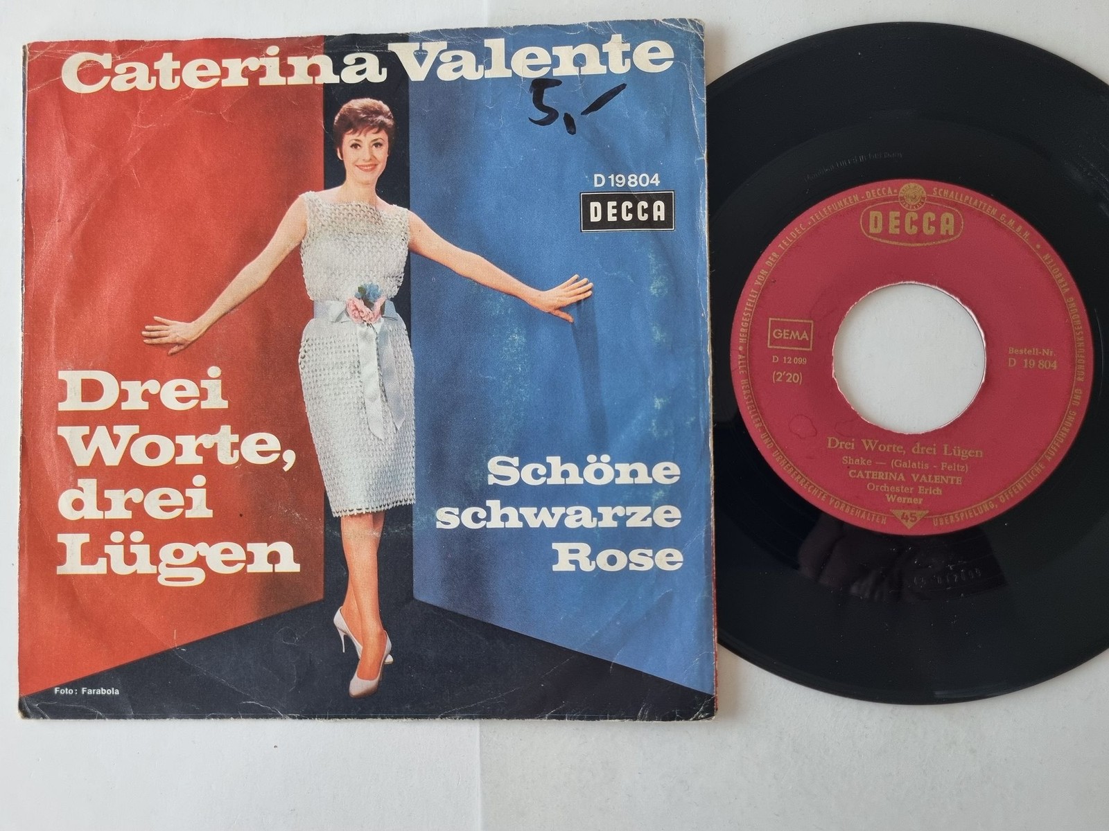 Caterina Valente - Drei Worte, drei Lügen 7'' Vinyl Germany