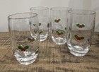 Set Of 4 Williamsburg Holly Days Highball Hand Blown Clear Glasses 16 oz  — photo 2