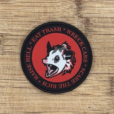 Funny Possum Patch 3'' Woven Iron-On   Eat Trash Wreck Cars   Sticker Option