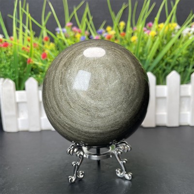 1.8LB 3.4''Natural Golden Obsidian Sphere Ball Crystal Quartz Healing Energy Gift