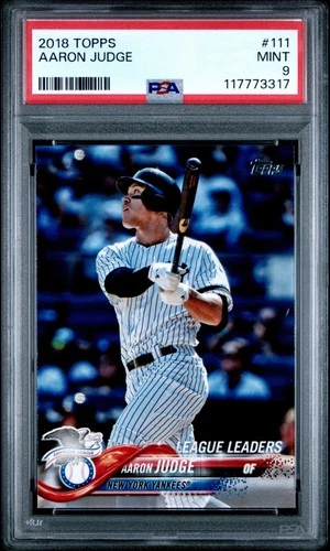 2018 Topps League Leaders 🔥AARON JUDGE🔥 #111 2nd Year PSA 9 🌟 Mint